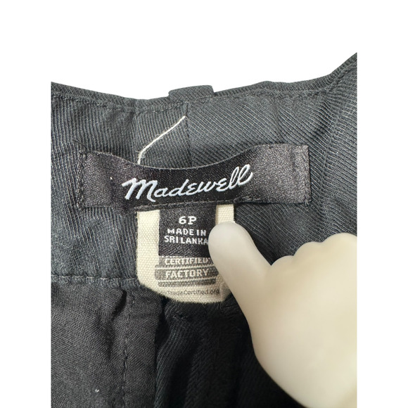 Madewell Slouchy Straight Pants Womens Size 6P Petite Black Linen Blend Trouser - Picture 5 of 11